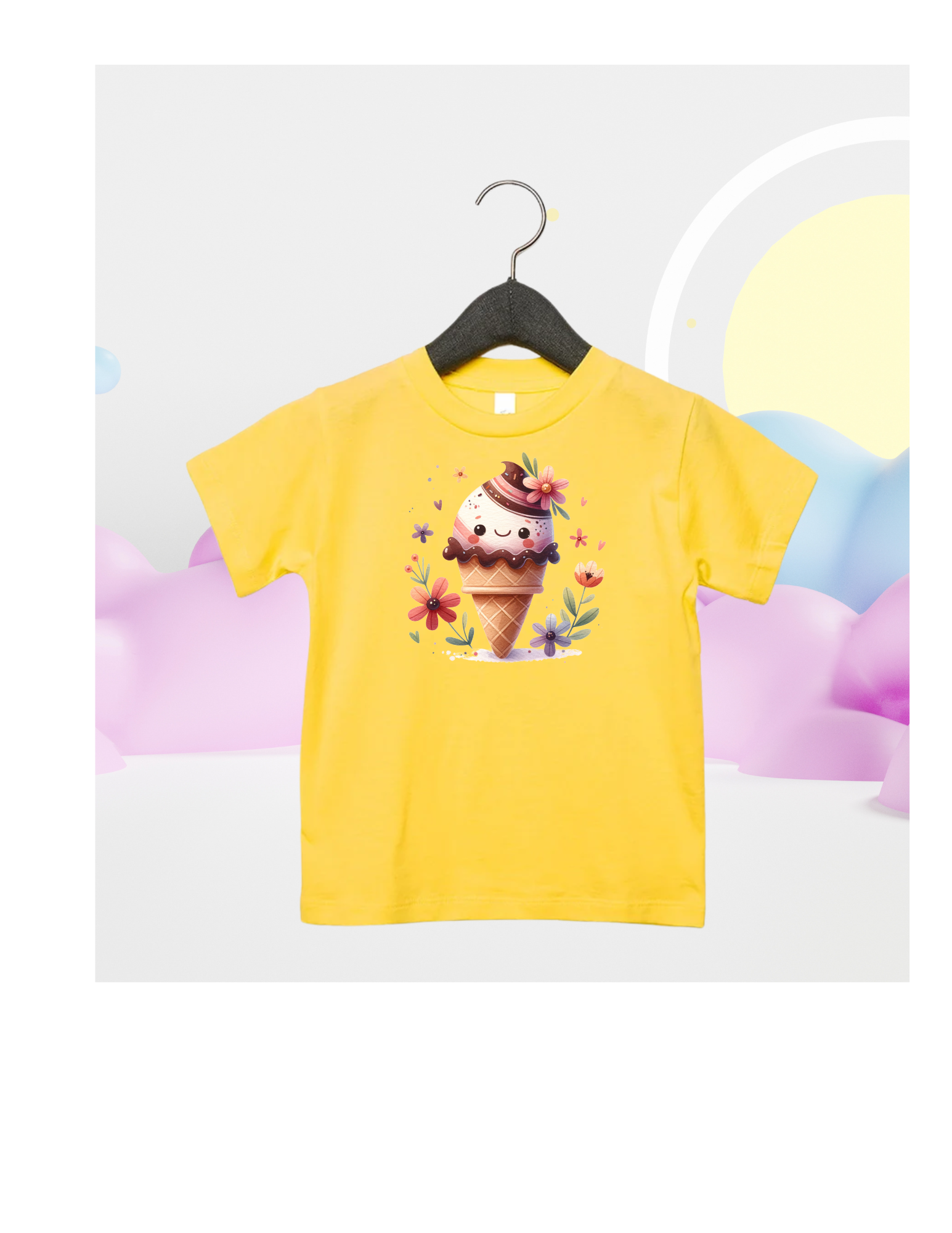 TODDLER FLOWERED ICE CREAM T-SHIRT